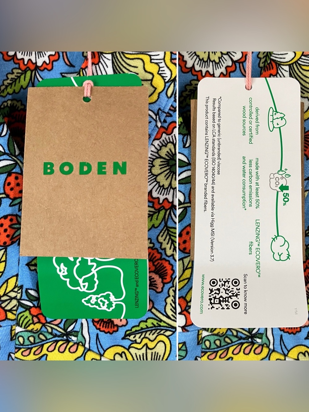BODEN Fit & Flare Jersey Midi Dress 10 NEW Floral Fruit Euro Summer Vacation - Picture 7 of 15